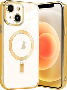 Klare iPhone 13 Hülle MagSafe Anti-Fingerabdruck Dünn Gold