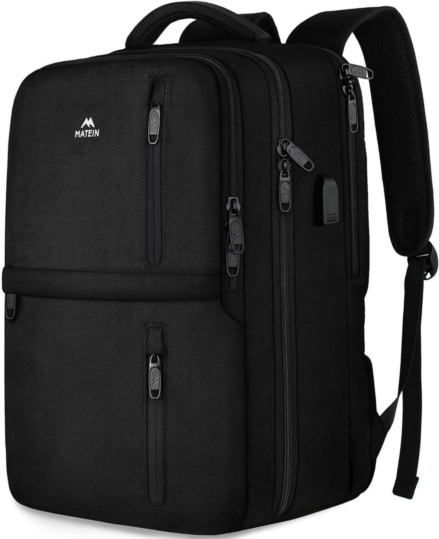 Handgepäck Rucksack 40L mit Schuhfach USB-Ladeanschluss Black