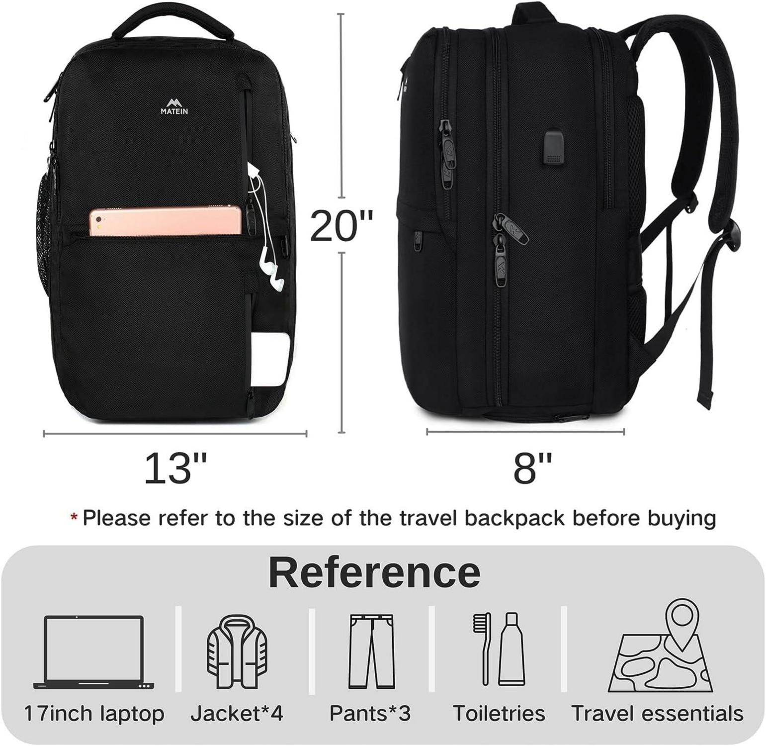 Handgepäck Rucksack 40L mit Schuhfach USB-Ladeanschluss Black
