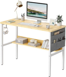Kompakter PC-Tisch Holz Metall Modern Bürotisch 96x40