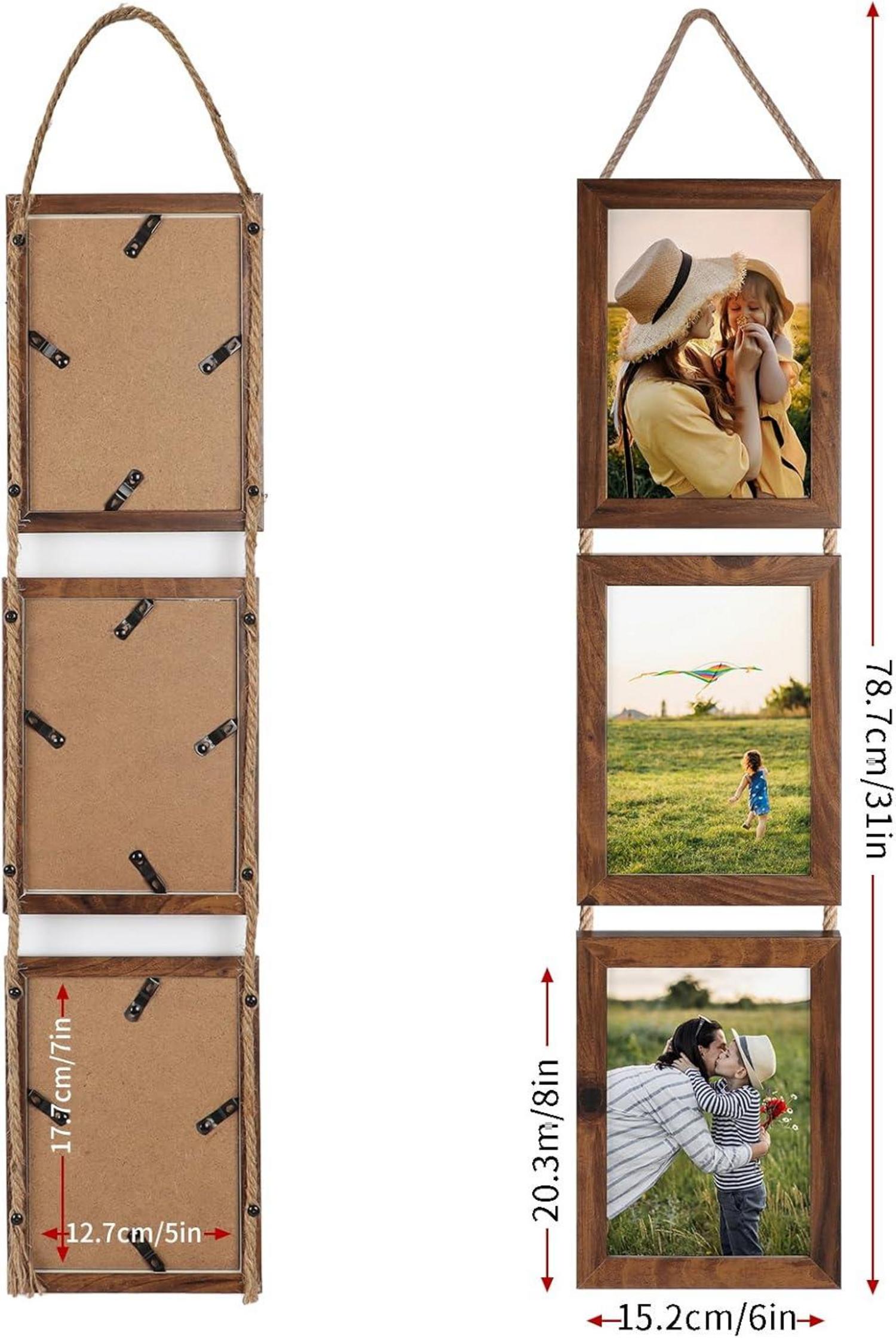 EYMPEU 13x18 Collage Dreifach Bilderrahmen Set rustikale