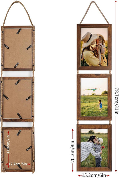 EYMPEU 13x18 Collage Dreifach Bilderrahmen Set rustikale