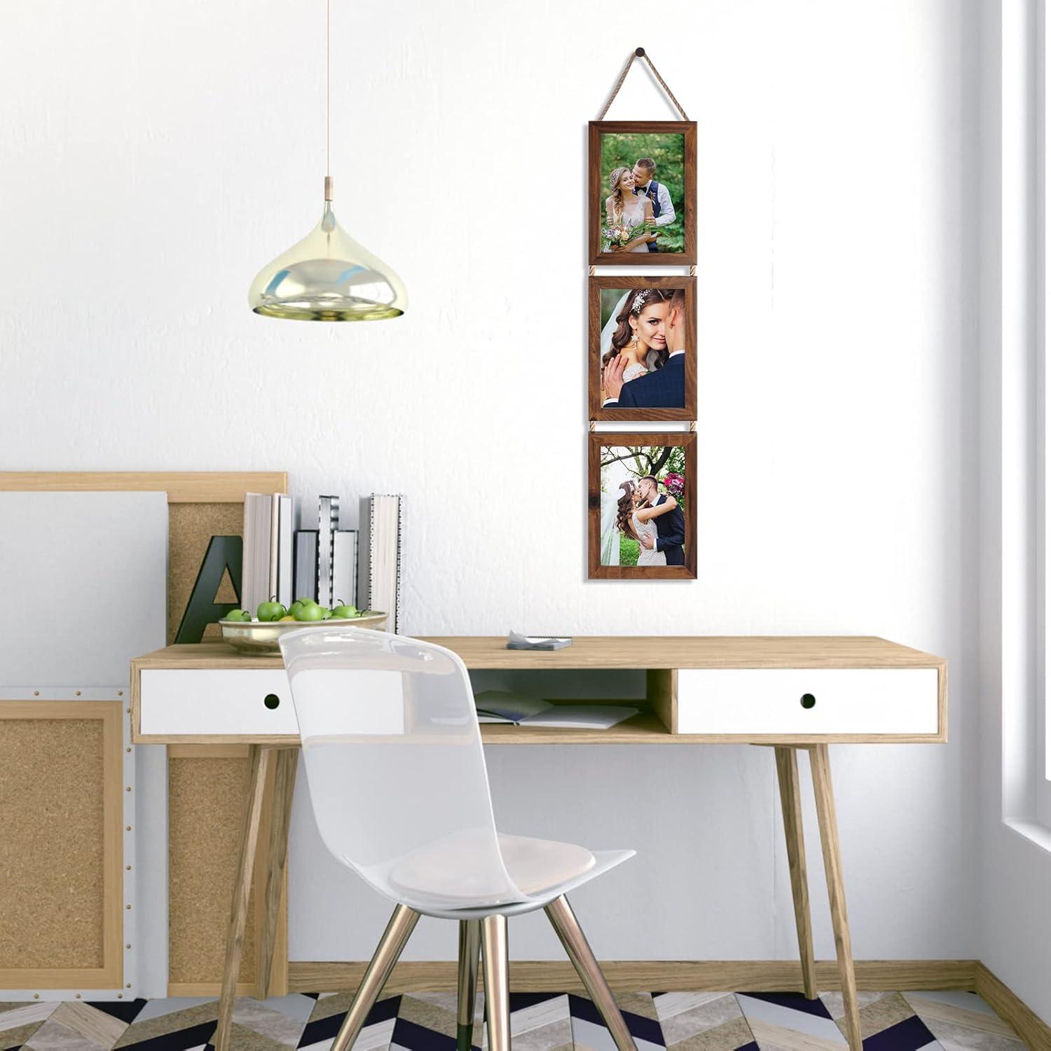 13x18 Collage Bilderrahmen Set rustikale Dreifach Wanddekoration Braun