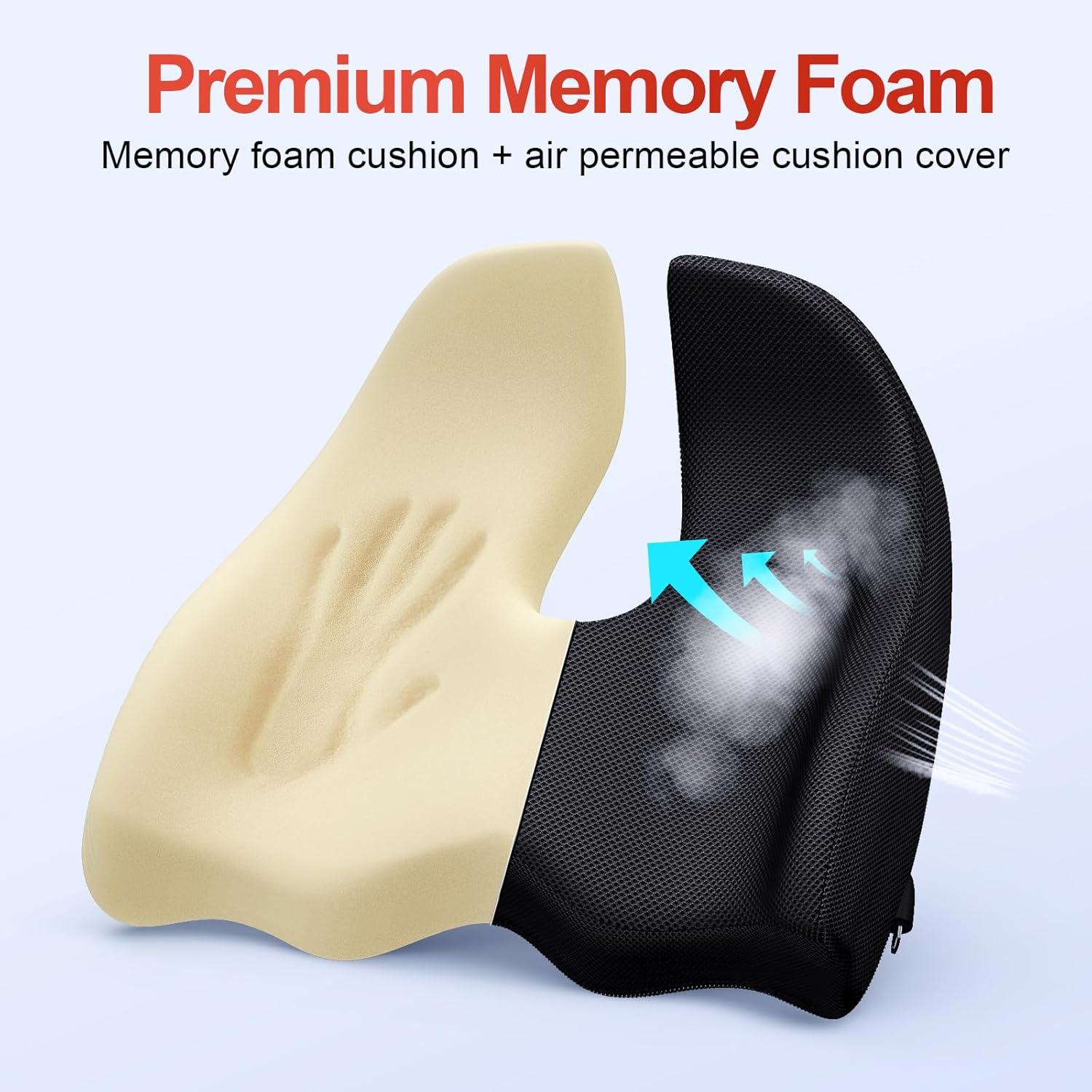 Ergonomisches Memory-Foam Sitzkissen für Bürostuhl und Auto in Schwarz