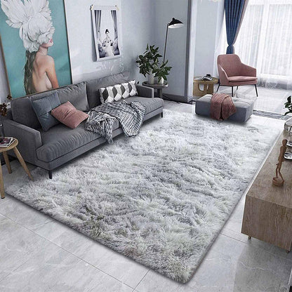 Hochflor Teppich Grau Weiß 250x300 cm, Flauschig & Rutschfest