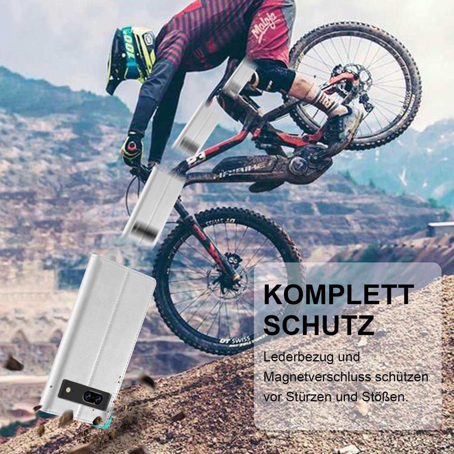 Google Pixel 8 Pro Hülle Leder Klappbar Schutzfolie Magnet Stoßfest