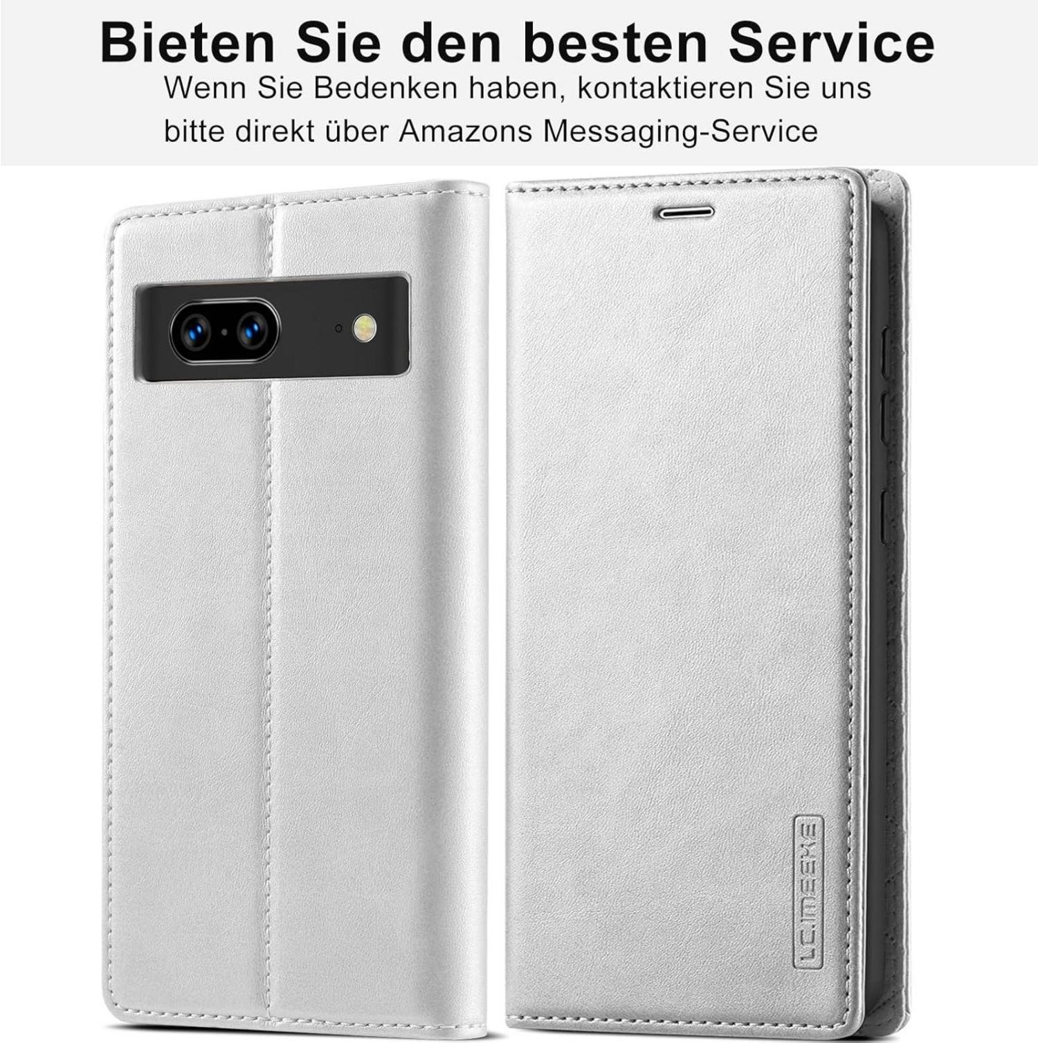 Google Pixel 8 Pro Hülle Leder Klappbar Schutzfolie Magnet Stoßfest