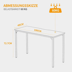 Kleiner CubiCubi Schreibtisch Schwarz Industriedesign 100x48x75cm