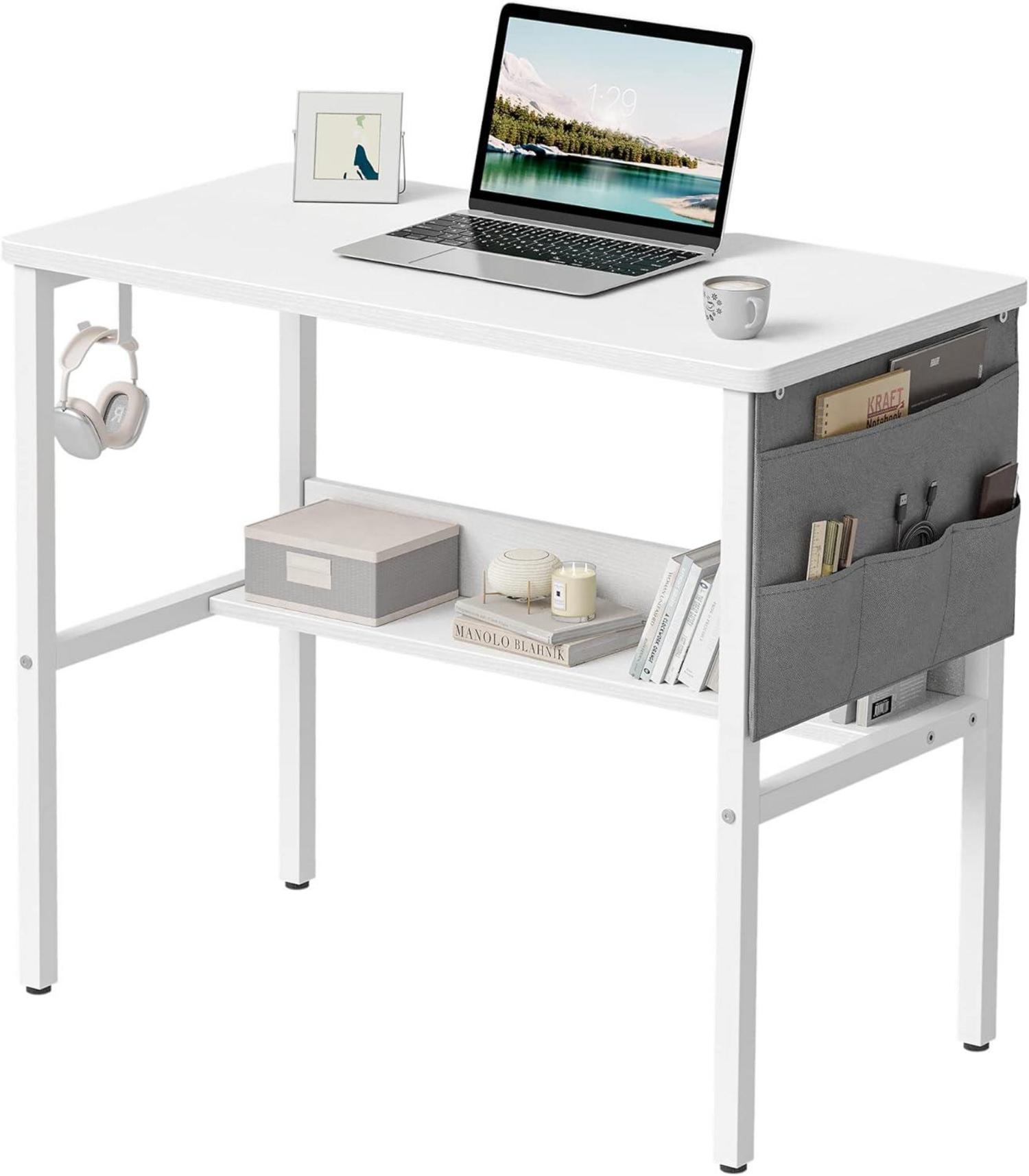 Modern CubiCubi Schreibtisch 80x40 cm Weiß Stabil & Robust