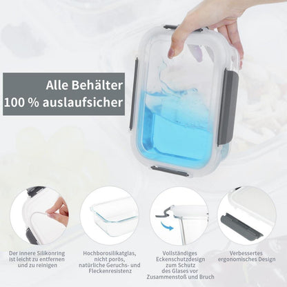 Glas-Frischhaltedosen Set 18-teilig für Meal Prep