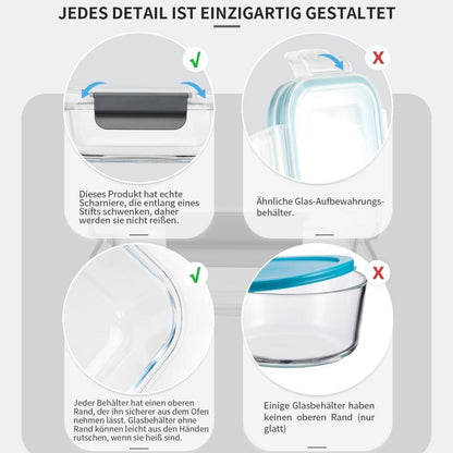 Glas-Frischhaltedosen Set 18-teilig für Meal Prep