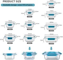 Glas-Frischhaltedosen Set 18-teilig für Meal Prep