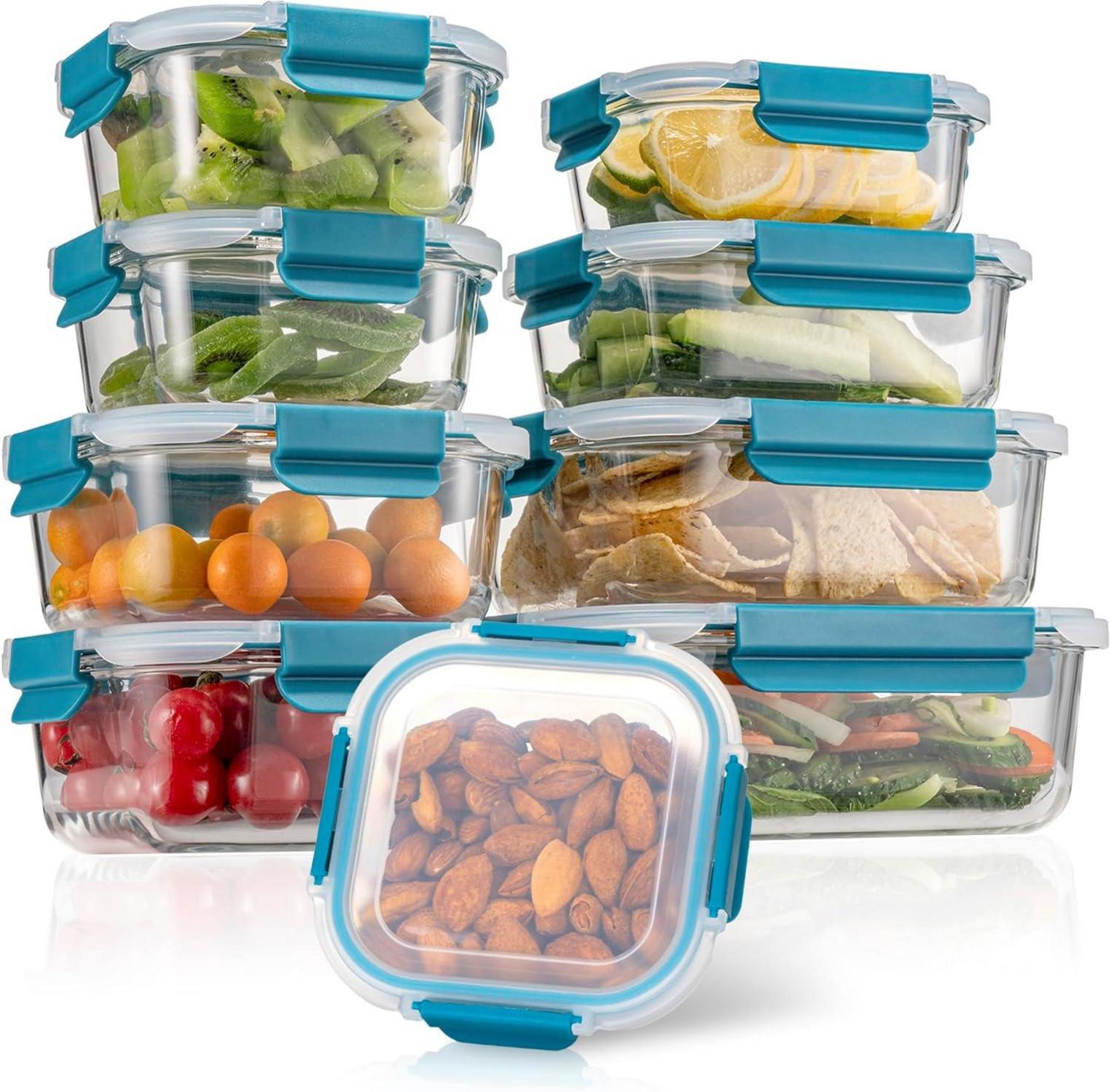 18tlg Glas-Frischhaltedosen Set Meal Prep Box Behälter auslaufsicher BPA-frei
