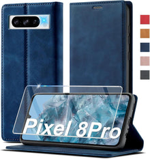 Rosa Handyhülle Google Pixel 8 Pro Leder Wallet Schutzhülle