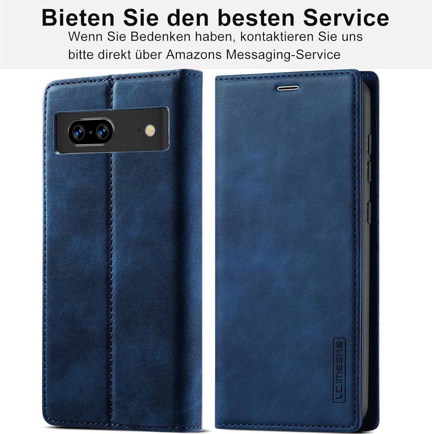 Ailicici Google Pixel 8 Pro Hülle Leder Wallet Schutzfolie Klappbar Blau