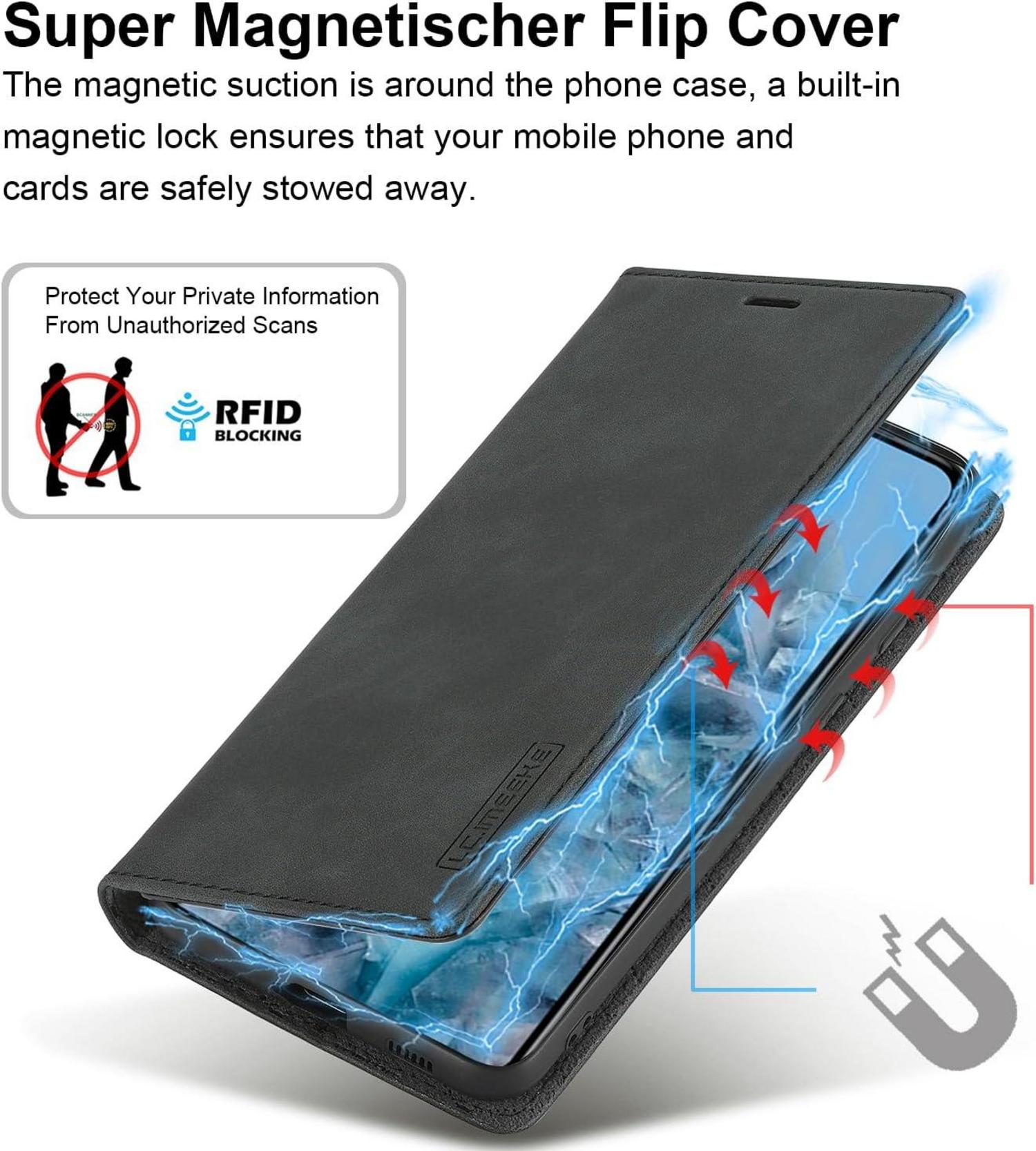 Google Pixel 8 Pro Hülle Leder mit Schutzfolie Klappbar Wallet Case