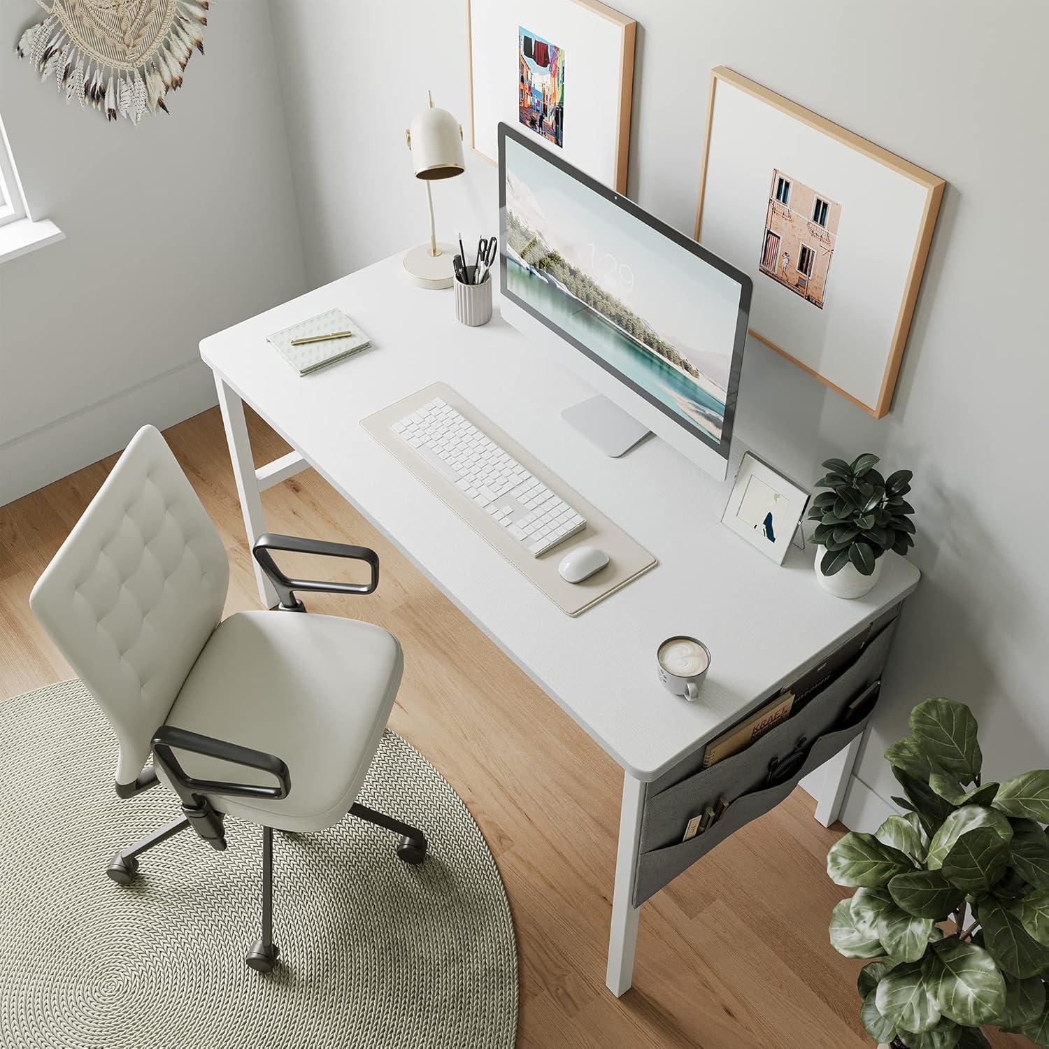 CubiCubi Schreibtisch 96x40 cm Weiß, Stabil & Robust