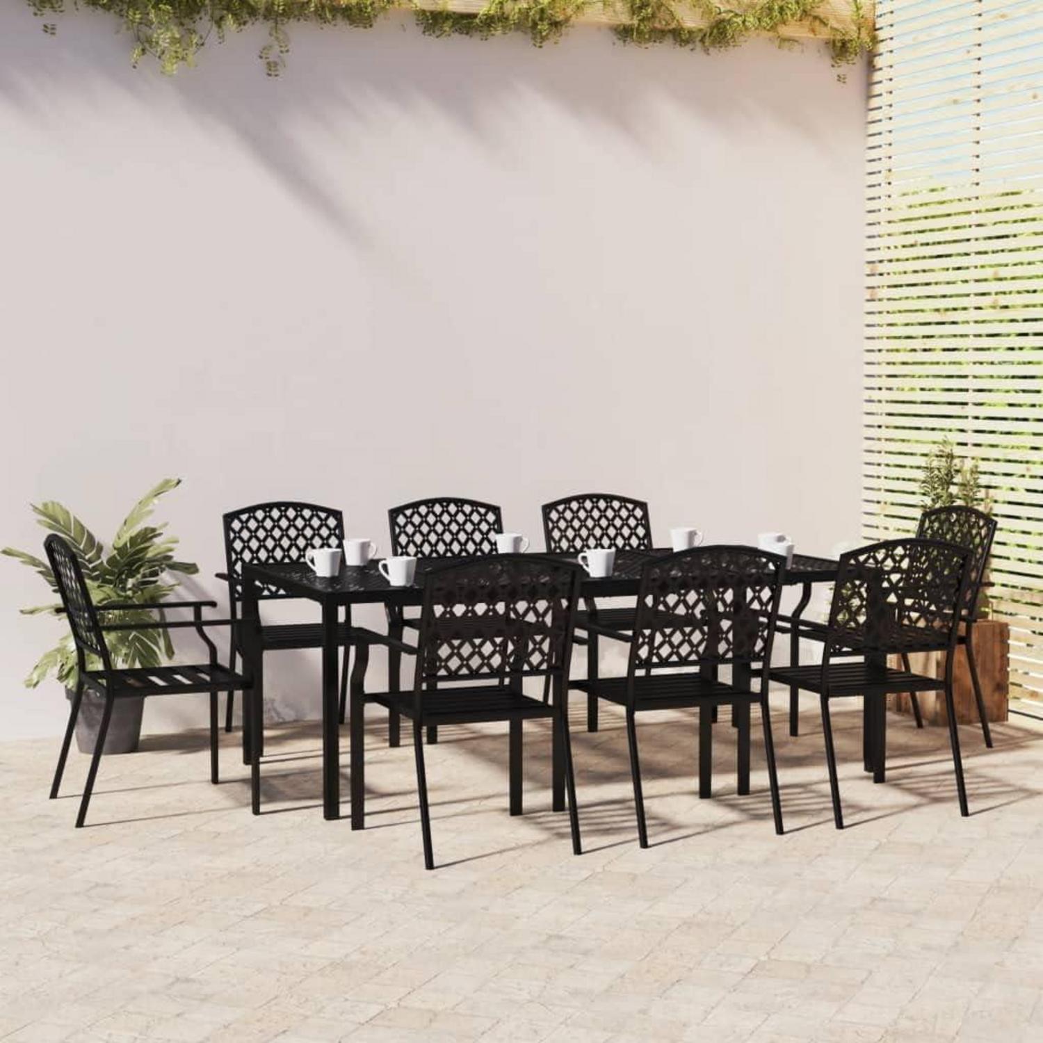vidaXL Garten Essgruppe 9-TLG. Anthrazit Stahl