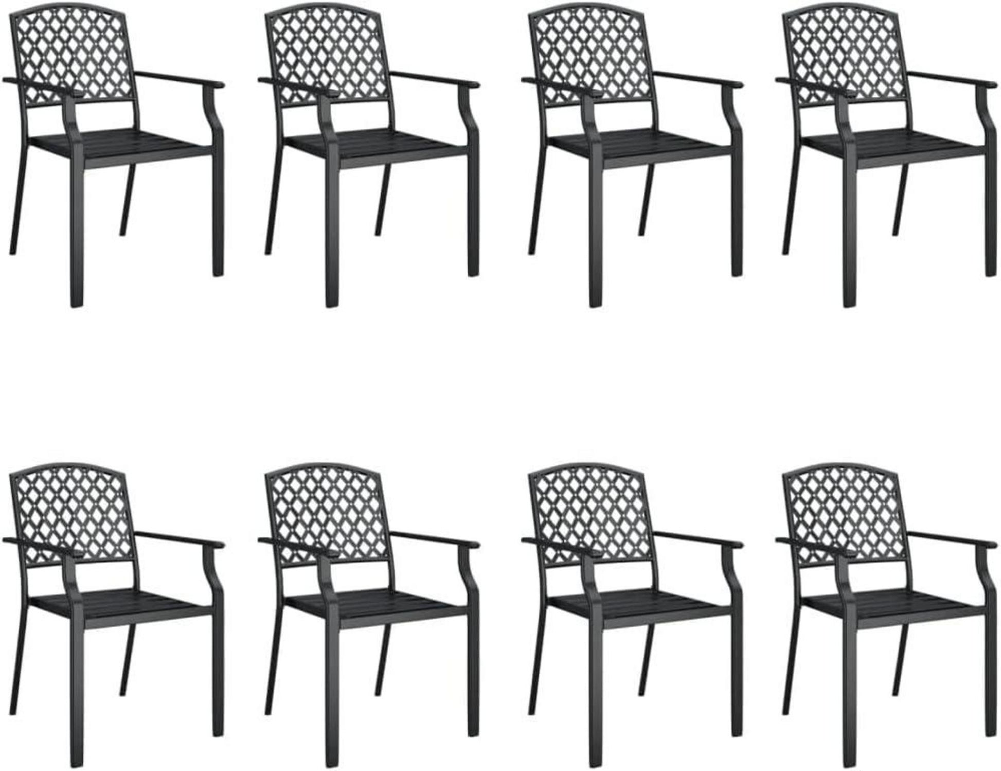 Garten Essgruppe 9-TLG. Anthrazit Stahl Stapelbare Sitzgruppe