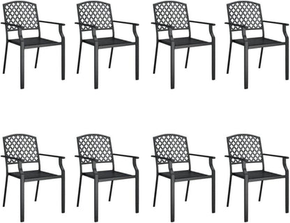 Garten Essgruppe 9-TLG. Anthrazit Stahl Stapelbare Sitzgruppe