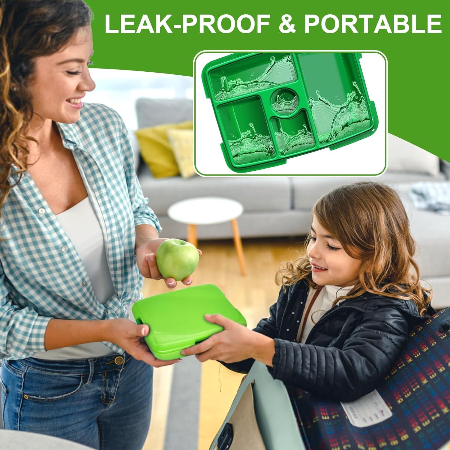 Brotdose Lunchbox Kinder mit 5 Fächern auslaufsicher Bento Box Grün