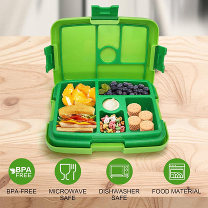 Brotdose Lunchbox Kinder mit 5 Fächern auslaufsicher Bento Box Grün