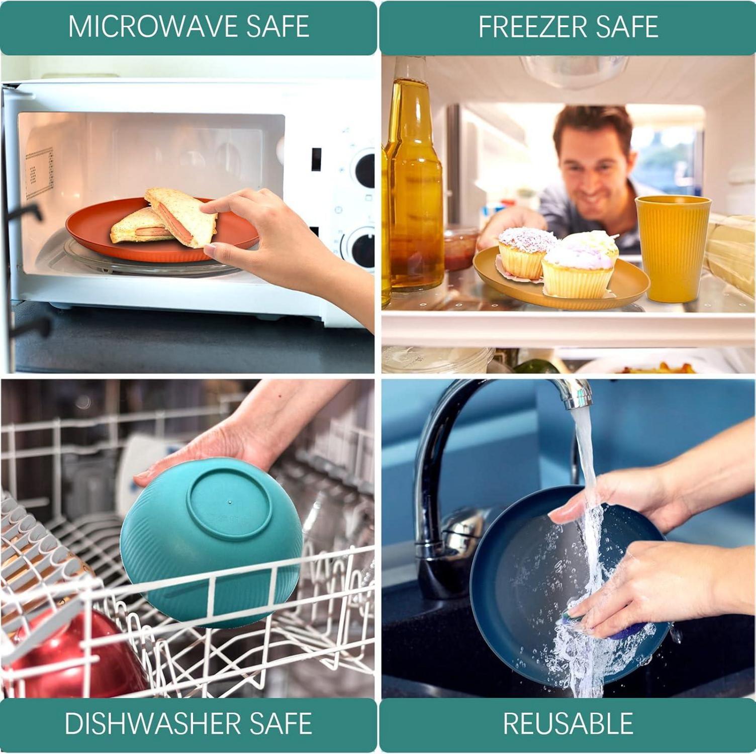Dhnvcud 24 Stück Camping Geschirr Set Blau Grün Orange Gelb