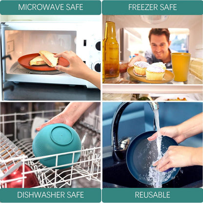 Dhnvcud 24 Stück Camping Geschirr Set Blau Grün Orange Gelb