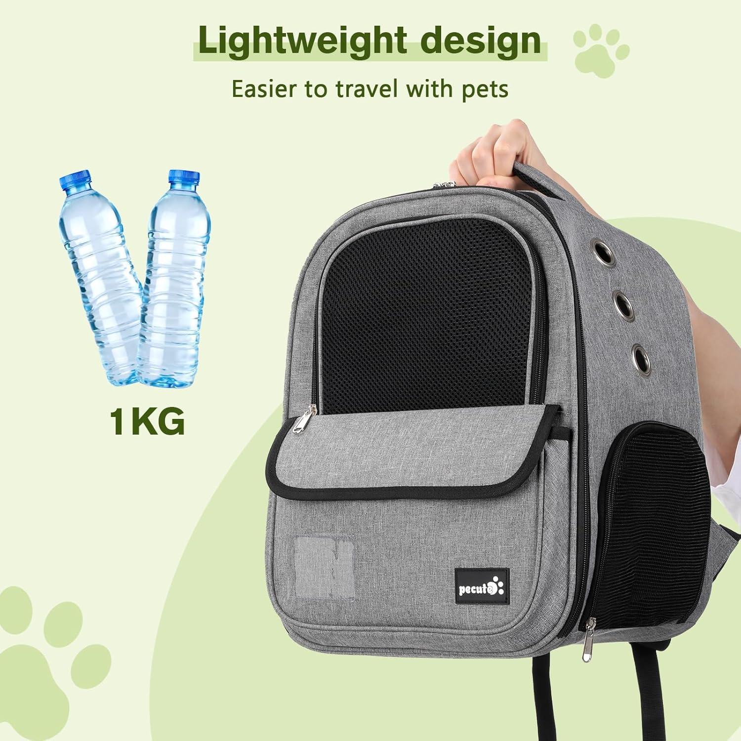 Pecute Haustier Rucksack 6kg Atmungsaktiv Faltbar Grau