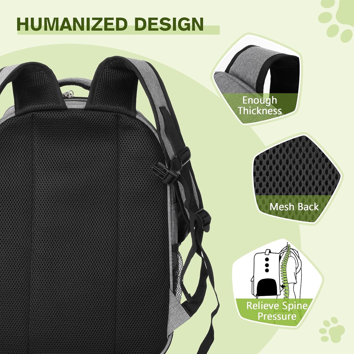 Pecute Haustier Rucksack Tragbare Katzentasche Atmungsaktiv Grau