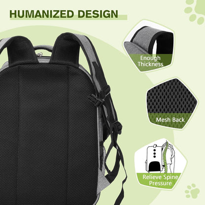Pecute Haustier Rucksack Tragbare Katzentasche Atmungsaktiv Grau