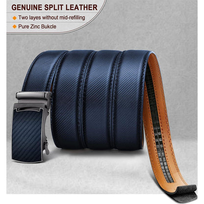 Herren Gürtel mit Automatikschließe, verstellbar, navyblau in Lederoptik