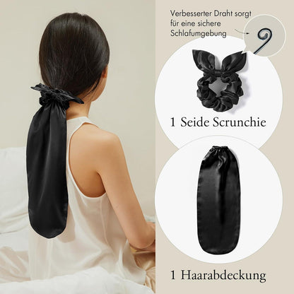 Seide Mütze Scrunchies 2-in-1 Haargummis einstellbar