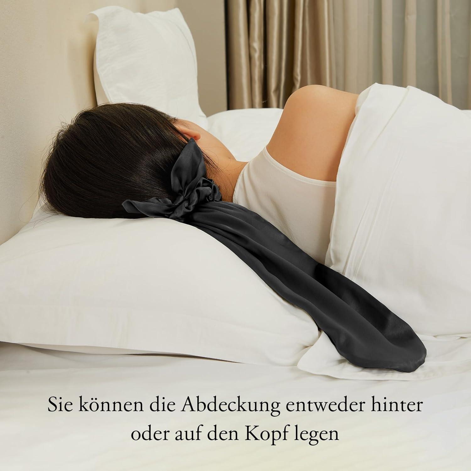 100% Seide Schlafmütze Scrunchies Haargummis für langes Haar - Schwarz