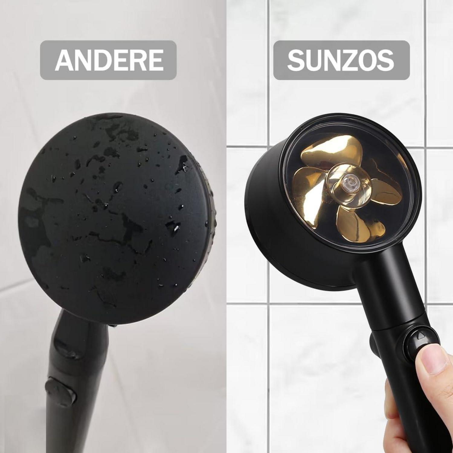 SUNZOS Duschkopf Wassersparend mit 1,5M Schlauch und 6 Strahlarten