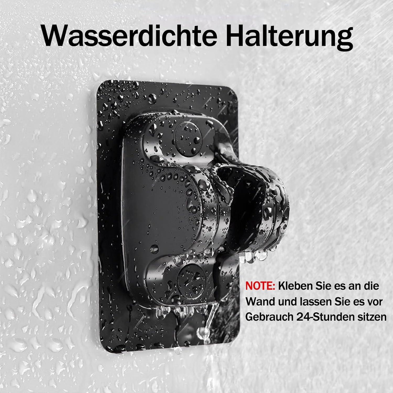 Duschkopf Wassersparend mit Schlauch 1,5M und 6 Strahlarten in Schwarz