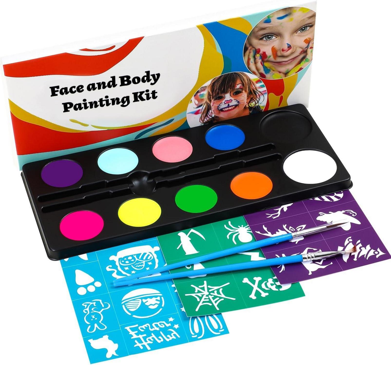 Kinderschminke Set, 10 Farben Wasserbasis Halloween Fasching