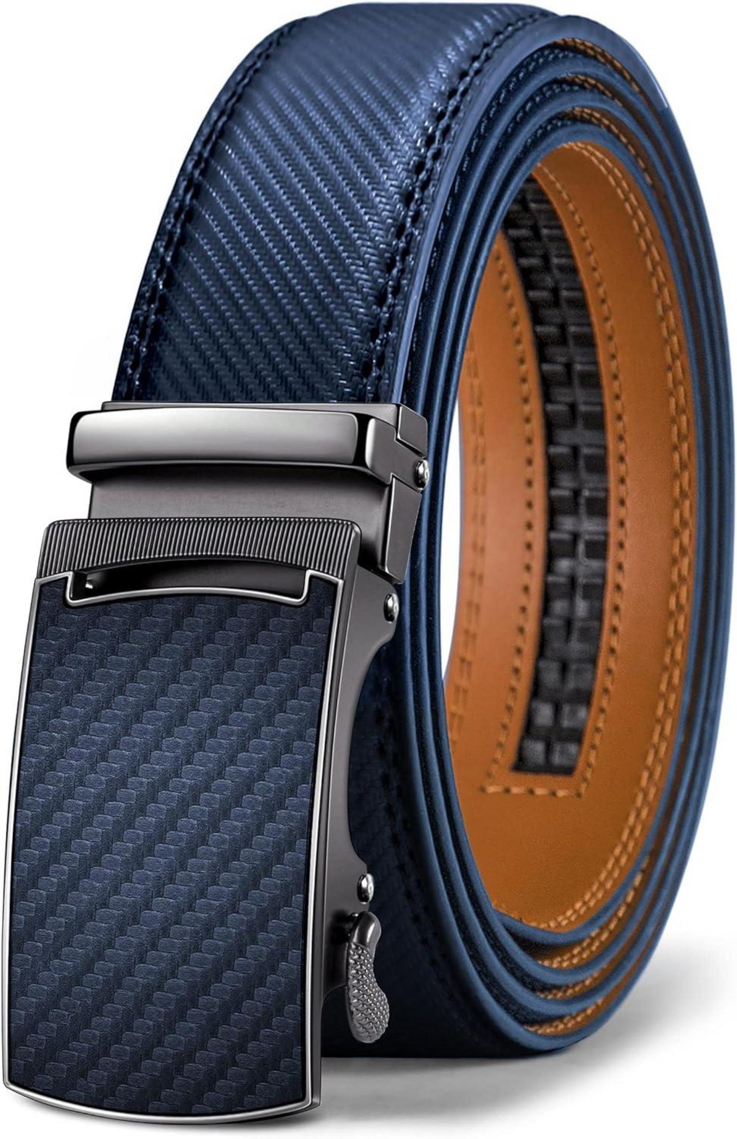 Gürtel Herren Ledergürtel Automatikschließe Business Anzug 35mm Blau