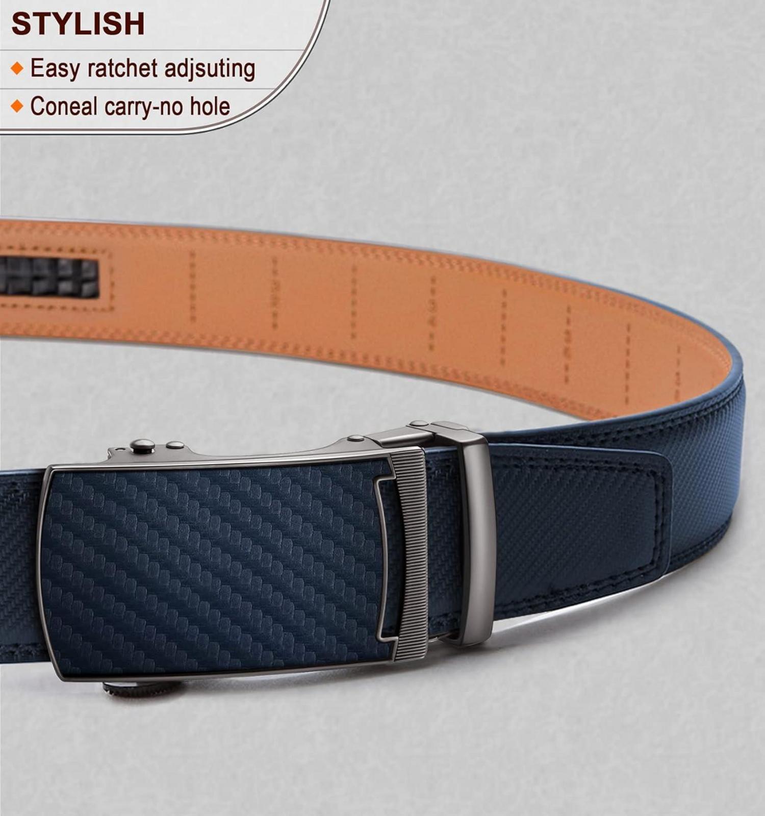 Herrengürtel Echtleder Automatikschließe Navy Blau 35mm