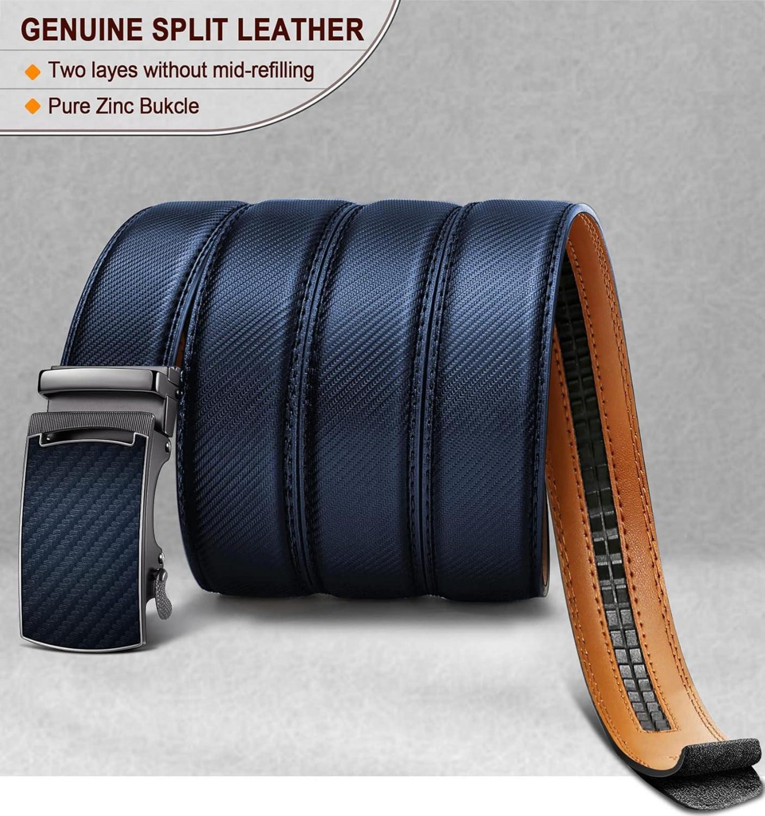 Gürtel Herren Ledergürtel Automatikschließe Business Anzug 35mm Blau