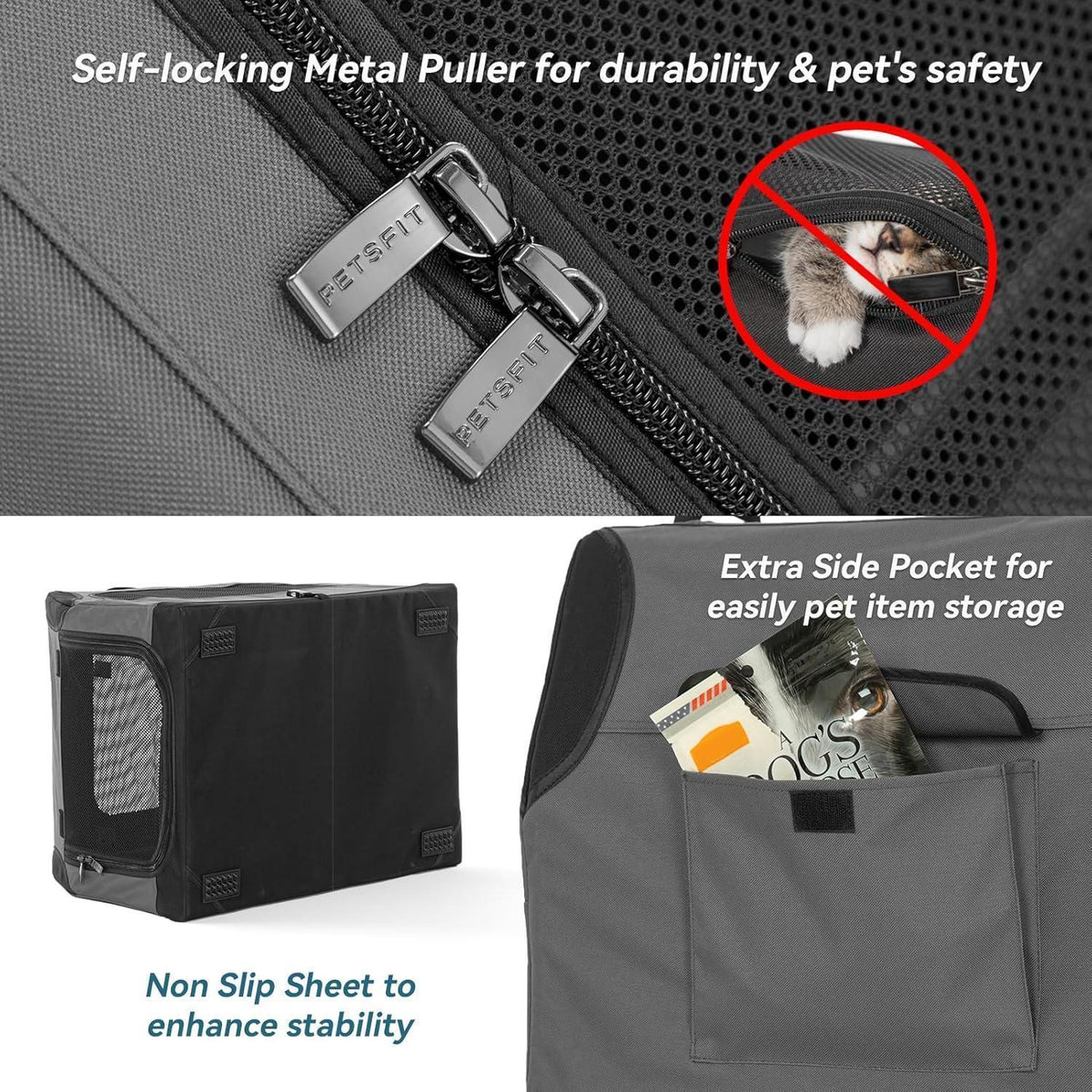 Faltbare Hundebox Auto – Grau, M – Sicher & Komfortabel