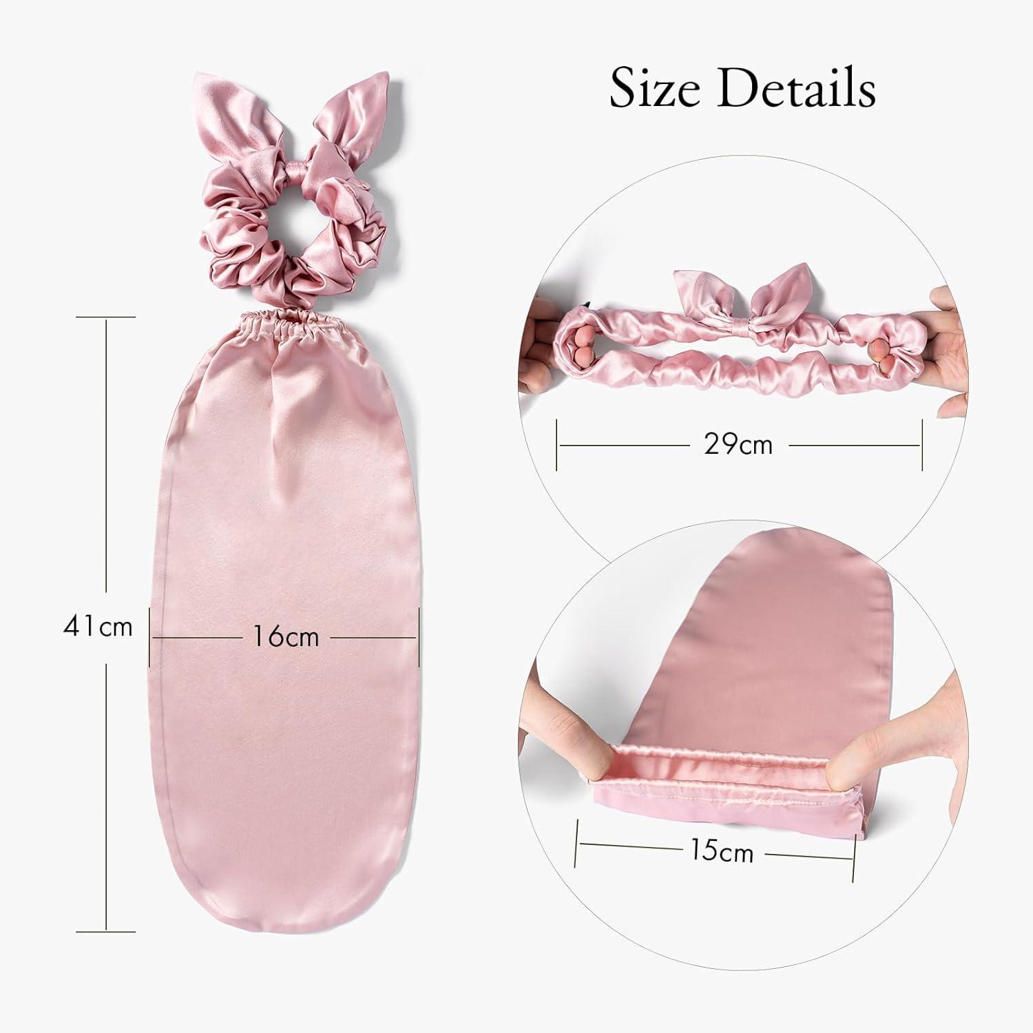 LILYSILK Seide Mütze 2-in-1 Haargummis Elastik einstellbar Rosa