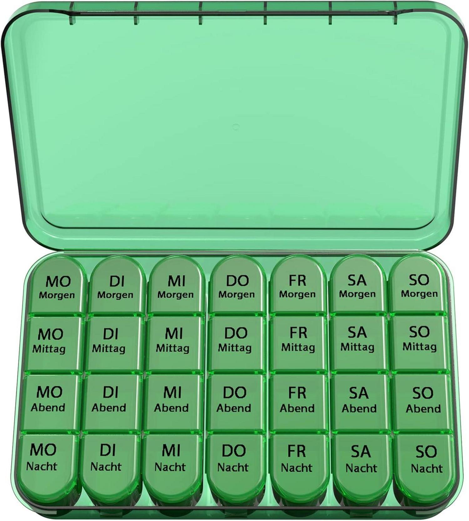 Tablettenbox 7 Tage Medikamentenbox 4 Fächer für Morgens Mittags