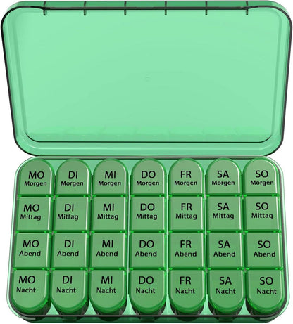 Tablettenbox 7 Tage Medikamentenbox 4 Fächer für Morgens Mittags