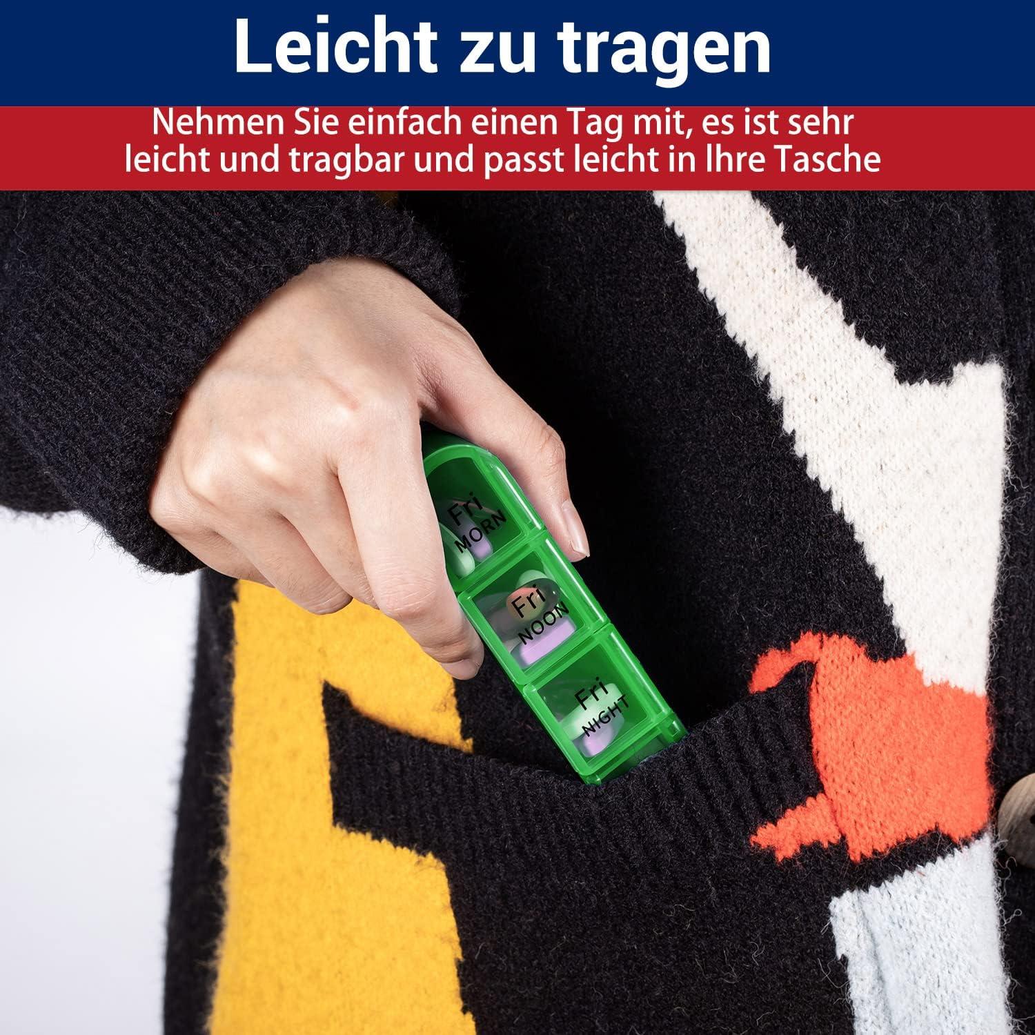 Tablettenbox 7 Tage Klein Pillendose Medikamentenbox Fächer Design für Kinder