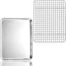 Backblech mit Abkühlgitter und Backform Set, Edelstahl 26,3 x 20,5cm