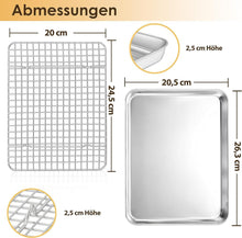 Backblech mit Abkühlgitter und Edelstahl Backform Set, 26,3
