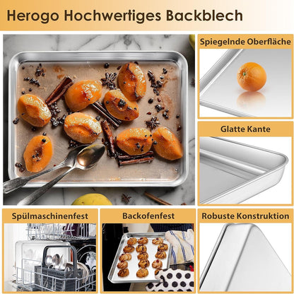 Backblech mit Abkühlgitter und Backform Set, Edelstahl 26,3 x 20,5cm