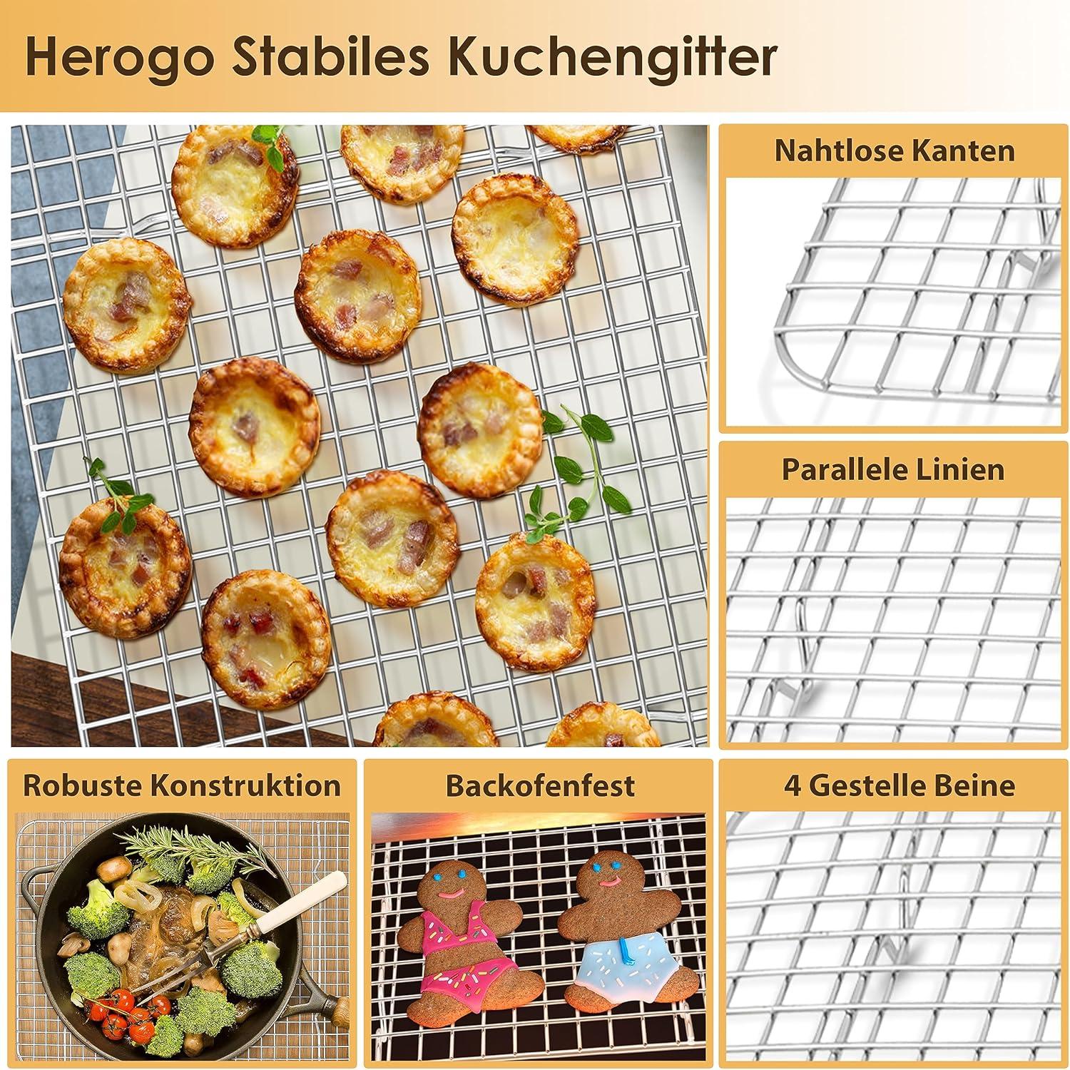 Herogo Backblech mit Abkühlgitter und Edelstahl Ofenblech Set