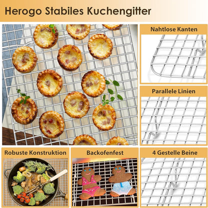 Herogo Backblech mit Abkühlgitter und Edelstahl Ofenblech Set